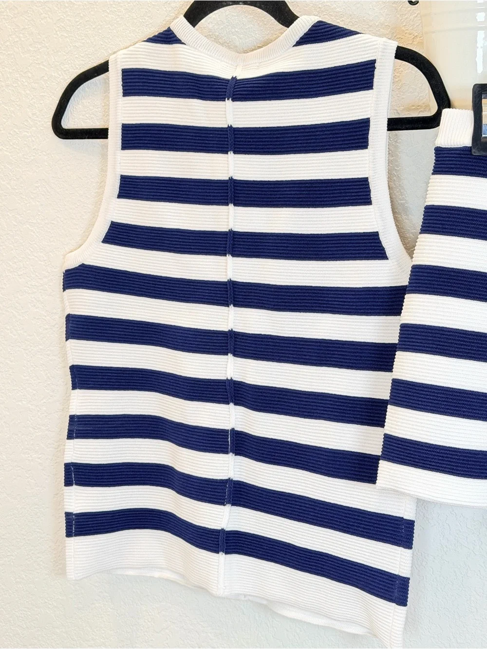 Skies Are Blue Sailor Stripe Knit Sweater Vest Short Set in Navy/White NWT! sz M